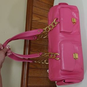 Juicy Couture y2k Vintage Hot Pink Leather Large Barrel Bag